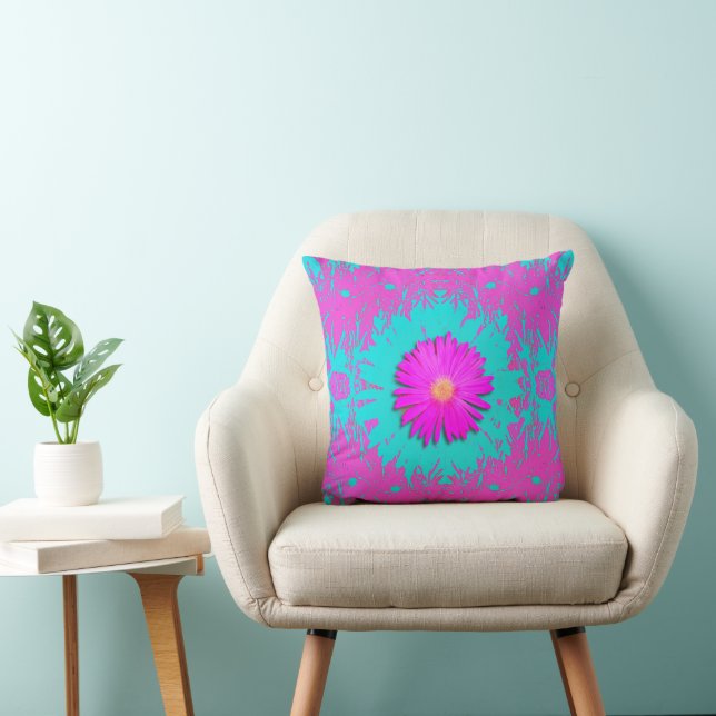 Magenta and Turquoise Kaleidoscope Cushion (Chair)