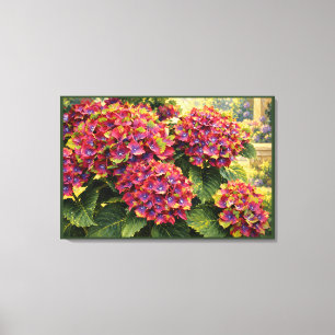Magenta and Violet Hydrangeas in Painterly Light Canvas Print