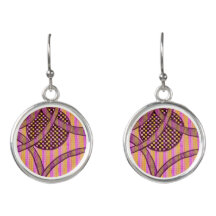 Magenta and yellow geometric drop earrings vibrant