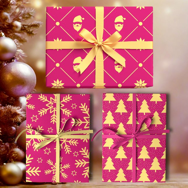Magenta and Yellow Modern Holiday  Wrapping Paper Sheet (Creator Uploaded)