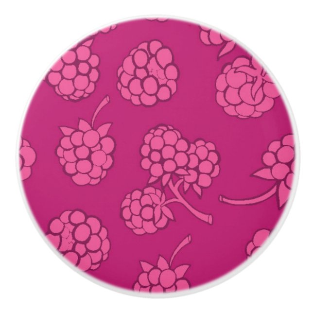Magenta Berry Pattern Ceramic Knob (Front)
