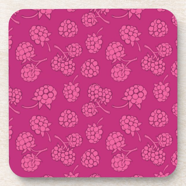 Magenta Berry Pattern Coaster (Front)