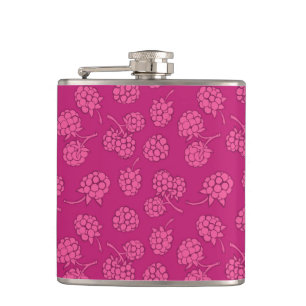 Magenta Berry Pattern Hip Flask
