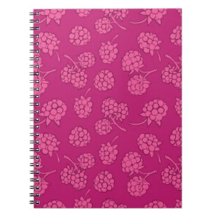 Magenta Berry Pattern Spiral Notebook