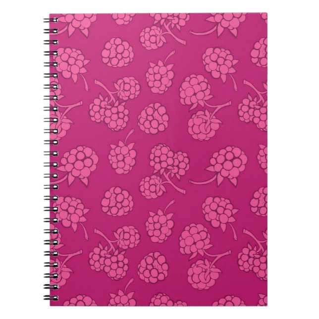 Magenta Berry Pattern Spiral Notebook (Front)