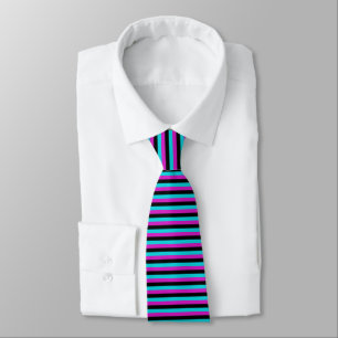 Magenta, Black and Teal Stripes Tie