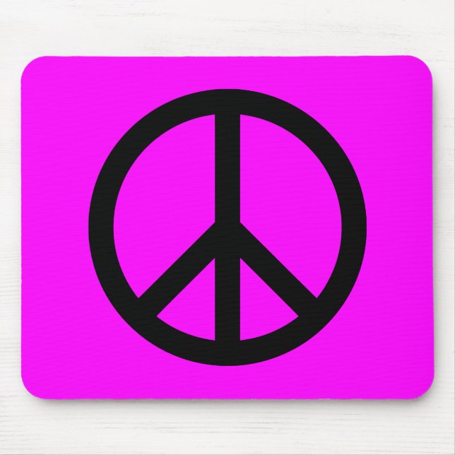 Magenta & Black Peace Sign Mouse Pad (Front)