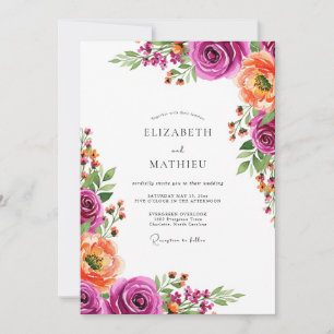 Magenta Bloom Botanical Wedding Invitation