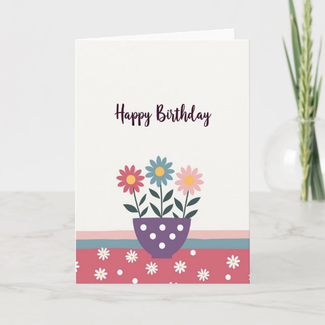 Magenta Blossom Birthday Card (Front)