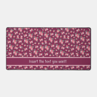 Magenta Blossom: Customisable Pink Floral  Desk Mat