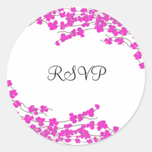 Magenta Blossoms RSVP Classic Round Sticker