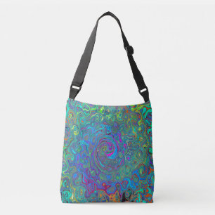 Magenta, Blue and Sea Foam Green Retro Swirl Crossbody Bag