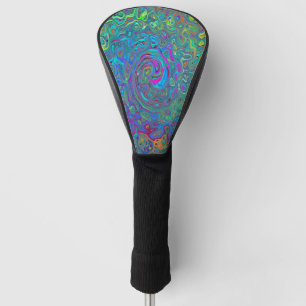 Magenta, Blue and Sea Foam Green Retro Swirl Golf Head Cover