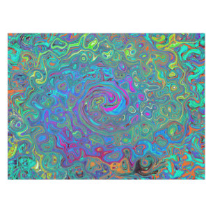 Magenta, Blue and Sea Foam Green Retro Swirl Tablecloth