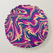 Magenta Blue Beige Abstract Fluid Wave Swirls