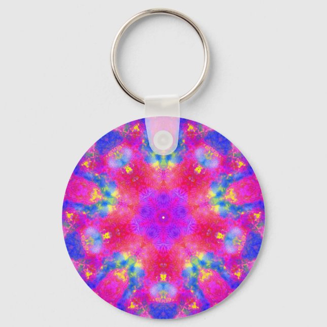 Magenta & Blue Mandala Keychain (Front)