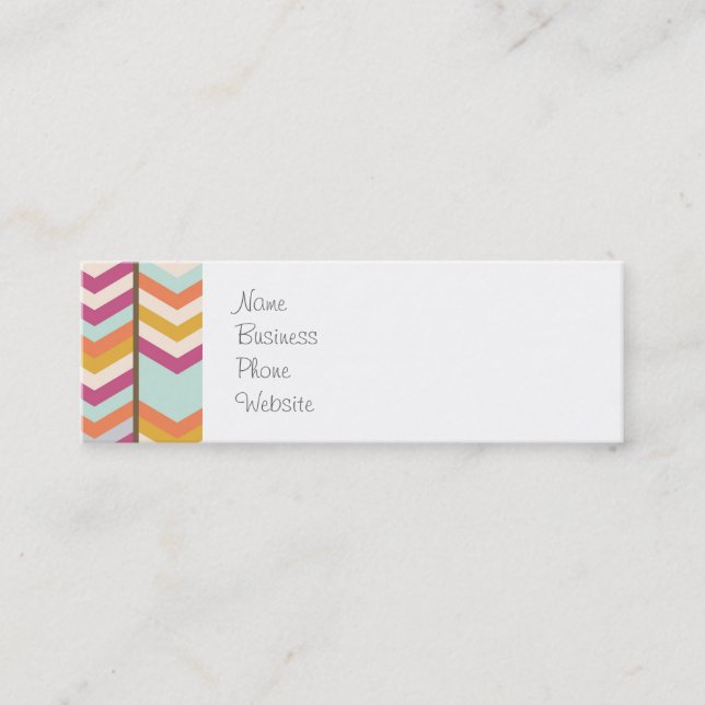 Magenta Blue Orange Gold Checks V Patterns Mini Business Card (Front)