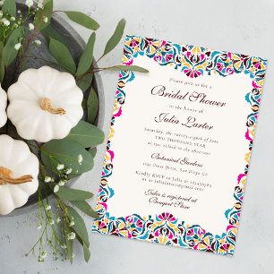 Magenta Blue Whimsical Flora Mandala Bridal Shower Invitation