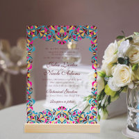 Magenta Blue Whimsical Floral Mandala Wedding