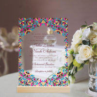 Magenta Blue Whimsical Floral Mandala Wedding