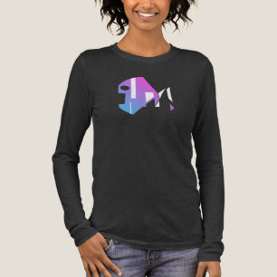 Magenta Blue White Modern Pop Art Fish Abstract Tri-Blend Shirt