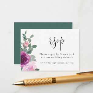 Magenta Blush Pink Floral Ivory RSVP Enclosure Card