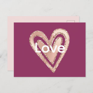 Magenta Blush Pink Heart Love Postcard