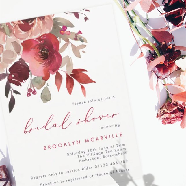 Magenta & Blush Watercolor Floral Bridal Shower Invitation (Creator Uploaded)