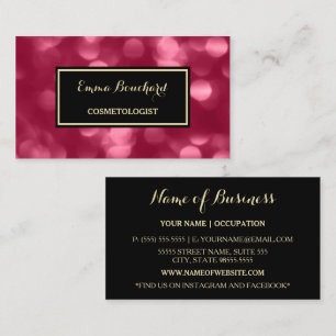 Magenta Bokeh Cosmetologist Business Card