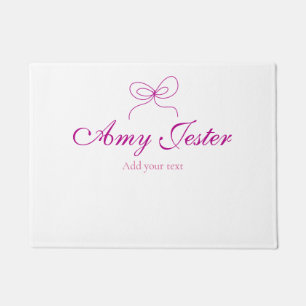 magenta bow name monogram scribble illustration doormat