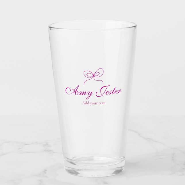 magenta bow name monogram scribble illustration  glass (Front)