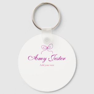 magenta bow name monogram scribble illustration key ring