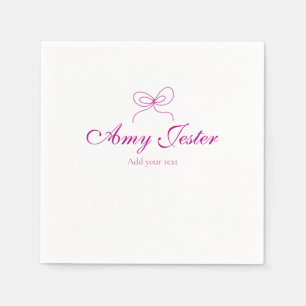 magenta bow name monogram scribble illustration napkin