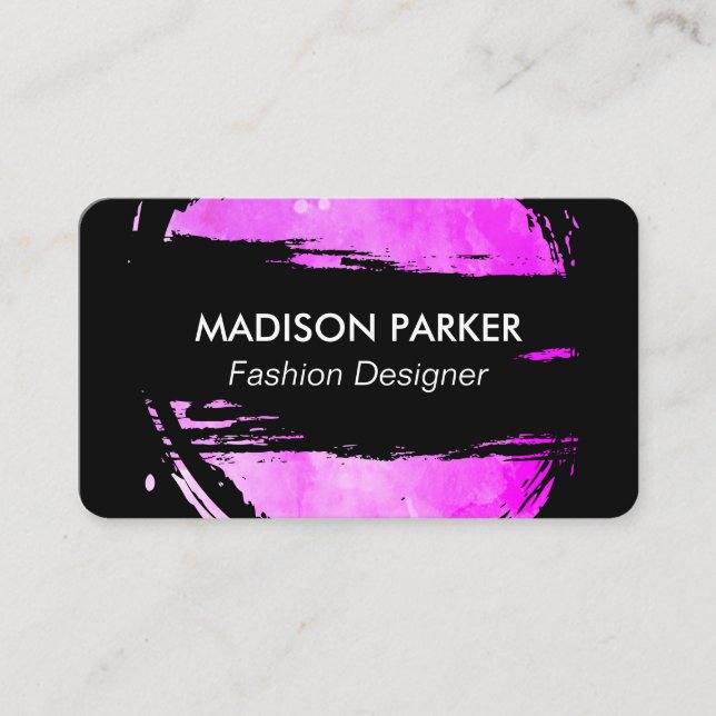 Magenta Brushed and Black Business Card (Front)