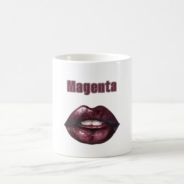 Magenta Burgundy Red Lips Coffee Mug (Center)