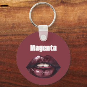 Magenta Burgundy Red Lips   Key Ring