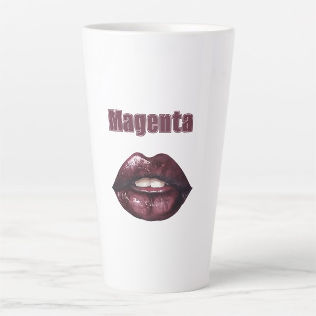 Magenta Burgundy Red Lips Latte Mug (Front)