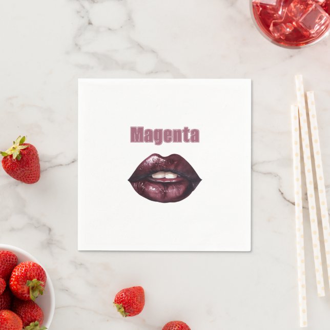 Magenta Burgundy Red Lips Napkin (Insitu)