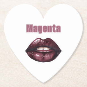Magenta Burgundy Red Lips Paper Coaster