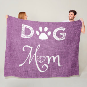 Magenta Burlap Dog Mum Fleece Blanket