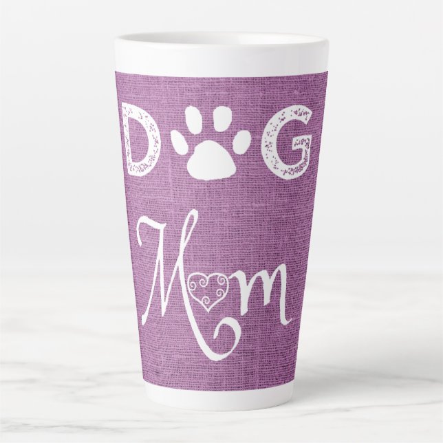 Magenta Burlap Dog Mum Latte Mug (Front)