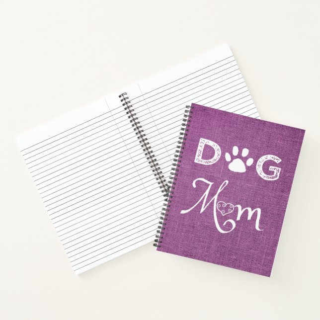 Magenta Burlap Dog Mum Notebook (Inside)