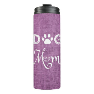 Magenta Burlap Dog Mum Thermal Tumbler