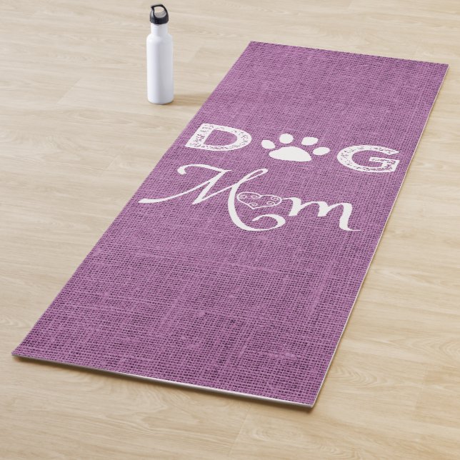 Magenta Burlap Dog Mum Yoga Mat (In Situ)
