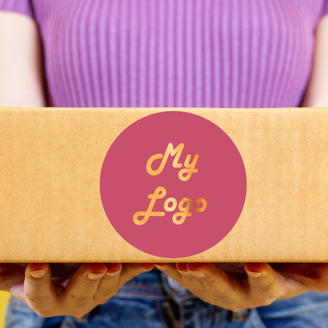 Magenta business logo classic round sticker (Creator Uploaded)