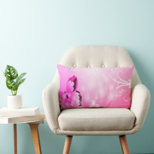 Magenta Butterfly Lumbar Cushion