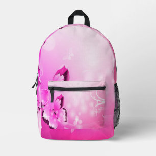 Magenta Butterfly Printed Backpack