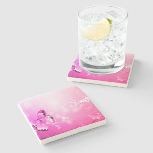 Magenta Butterfly Stone Coaster