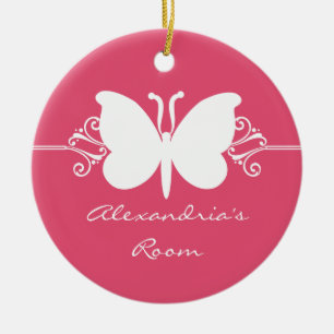 Magenta Butterfly Swirls Door Hanger Ornament