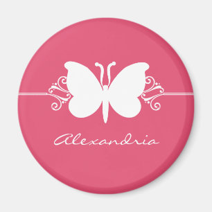 Magenta Butterfly Swirls Magnet